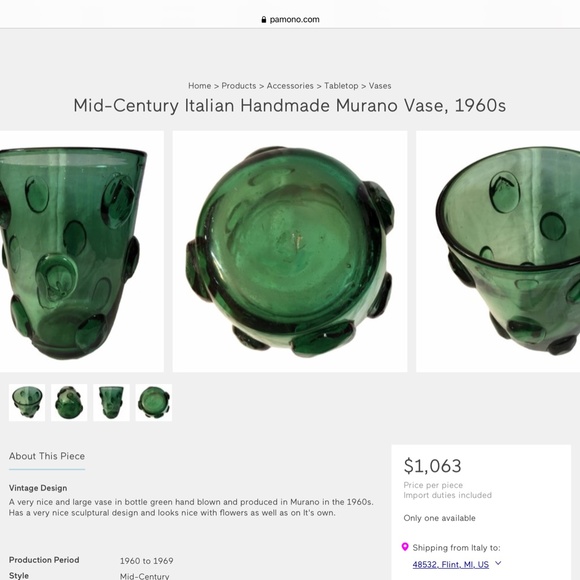 Stunning MCM 10” Murano Ice Bucket Vase - Picture 9 of 9